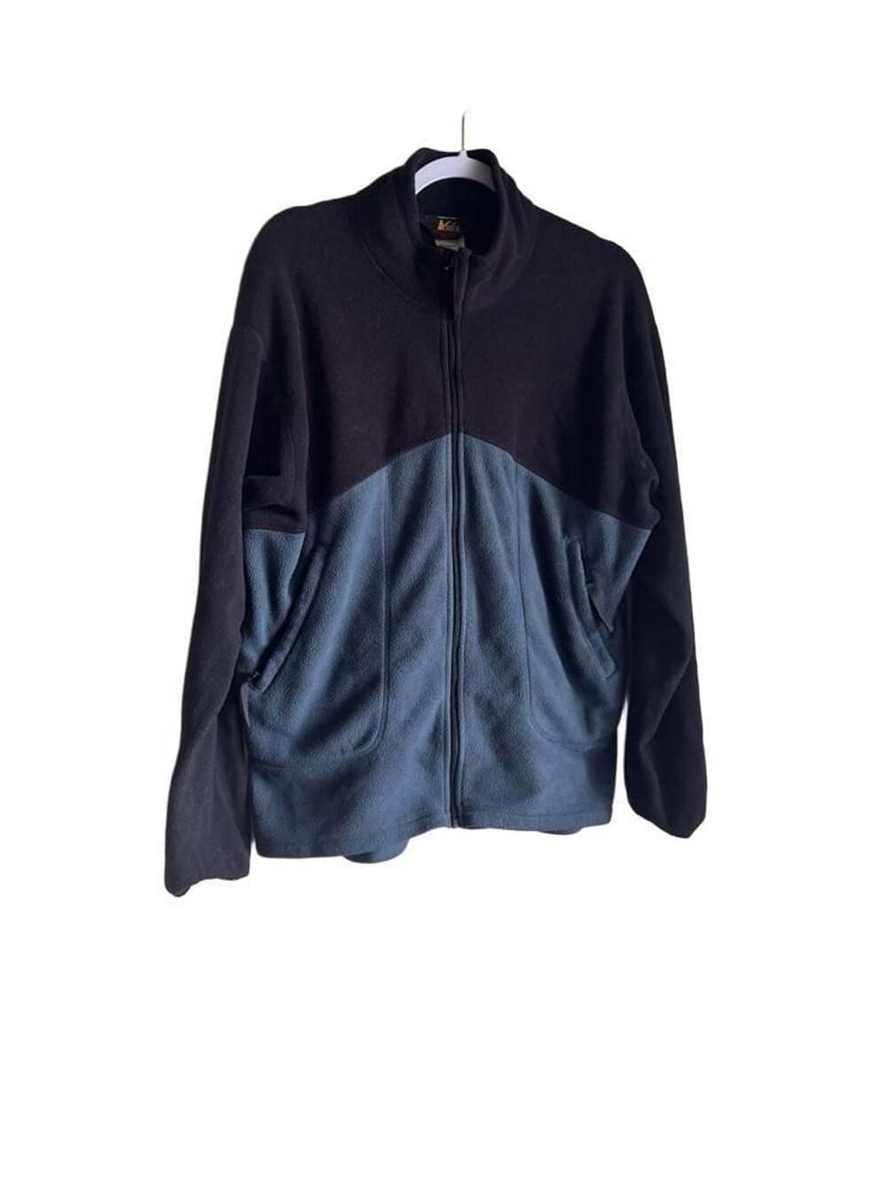 REI Fleece Jacket Size M Black Blue Full Zip Outdoor